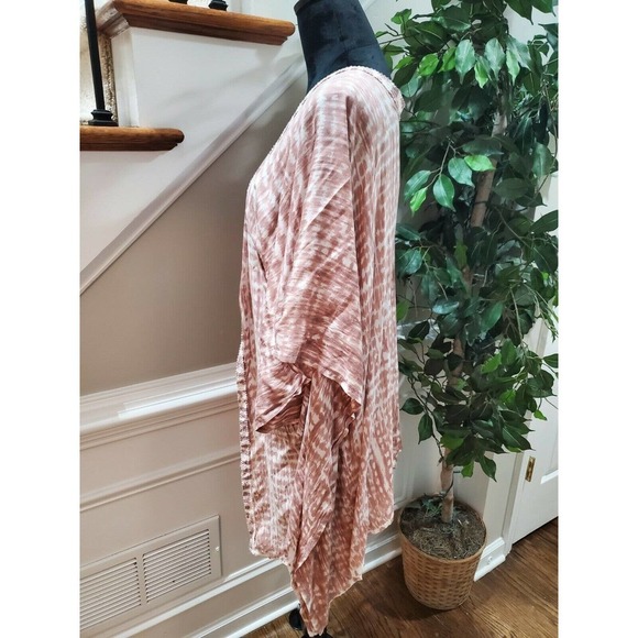 Tiare Hawii Women's Pink Kimono Sleeve Open Front Ruffle Cardigan One Size - Picture 6 of 10